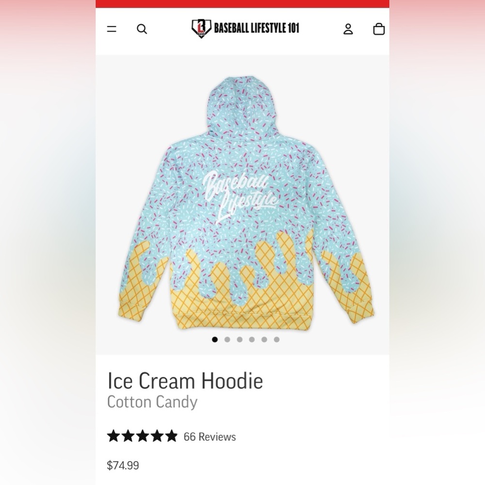 Baseball Lifestyle ice cream cotton candy sweatshirt youth medium - Picture 6 of 6